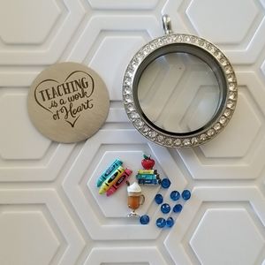Origami  owl Large silver  teacher locket